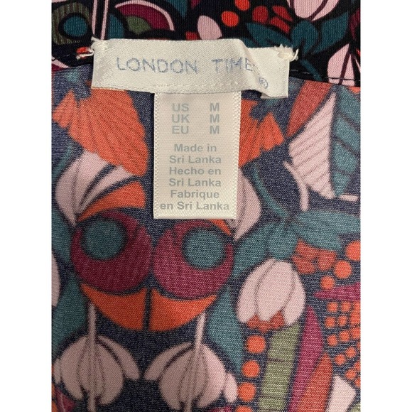 London Times Women's Stretch Short Sleeve V-Neck Shift Dress Navy Size Medium - Picture 7 of 8